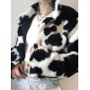 EMMIOL Cow Print Fuzzy Jacket