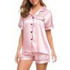 EMMIOL Pinstripe Trim Satin Pajama Set