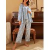 EMMIOL Conjunto de pijama con estampado floral de seda sintética
