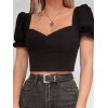 EMMIOL Top corto vintage con mangas abullonadas