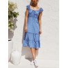EMMIOL Printed Short Sleeve Smocked Midi Dress