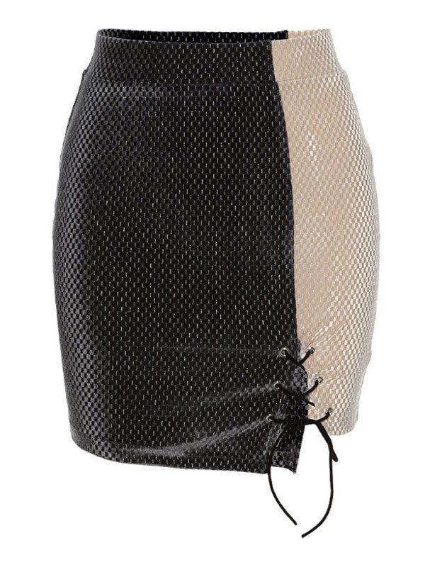 EMMIOL Textured High Waist Wrap Mini Skirt