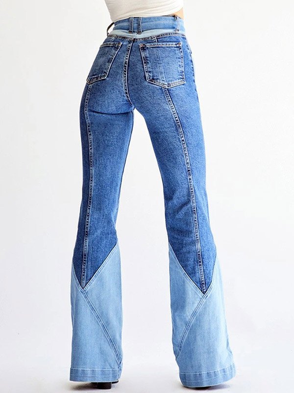 EMMIOL Two-Tone Splice Flare Jeans