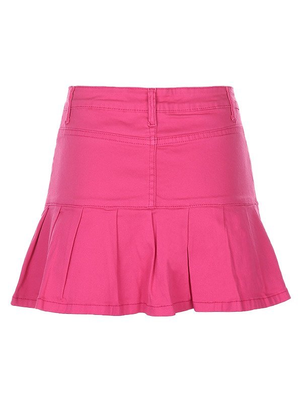 EMMIOL Lined Pleated Denim Skirt