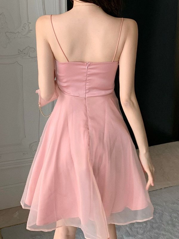open lace back dress Sugar Thrillz Embroidered Floral Organza Mini Dress