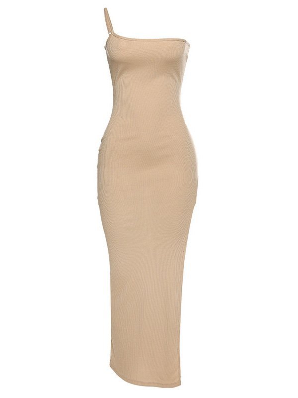 EMMIOL One Shoulder Ribbed Maxi Dress