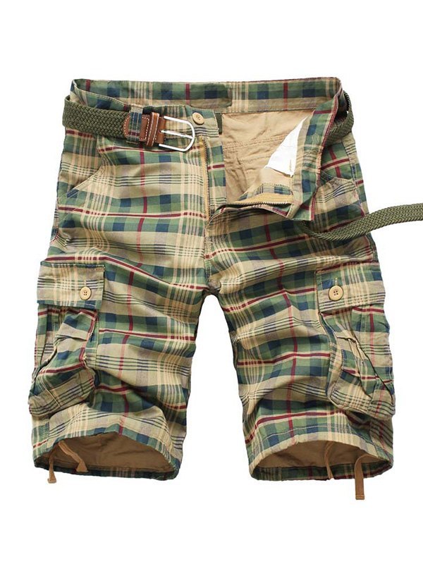 EMMIOL Men's Plaid Cargo Shorts