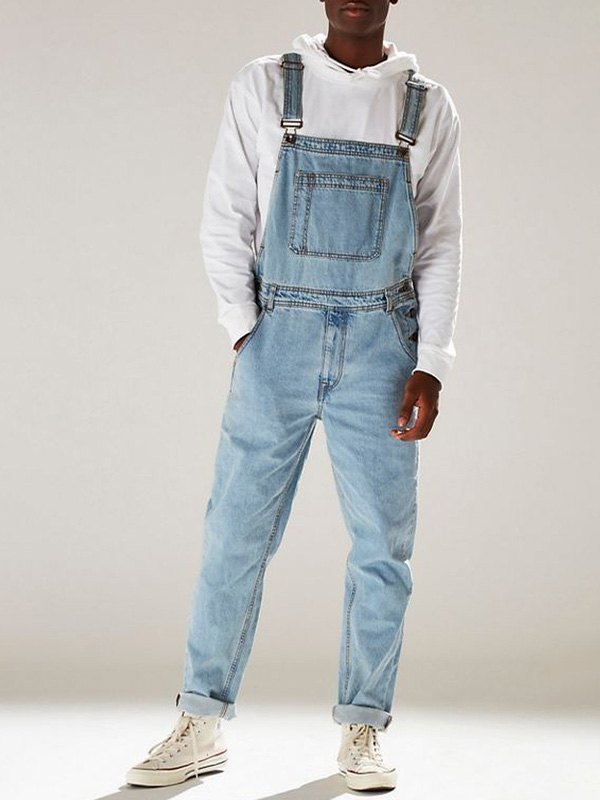 Salopette Denim Uomo - Jeans Slim Fit Comodo Per Lavoro E Tempo Libero - Foto 13