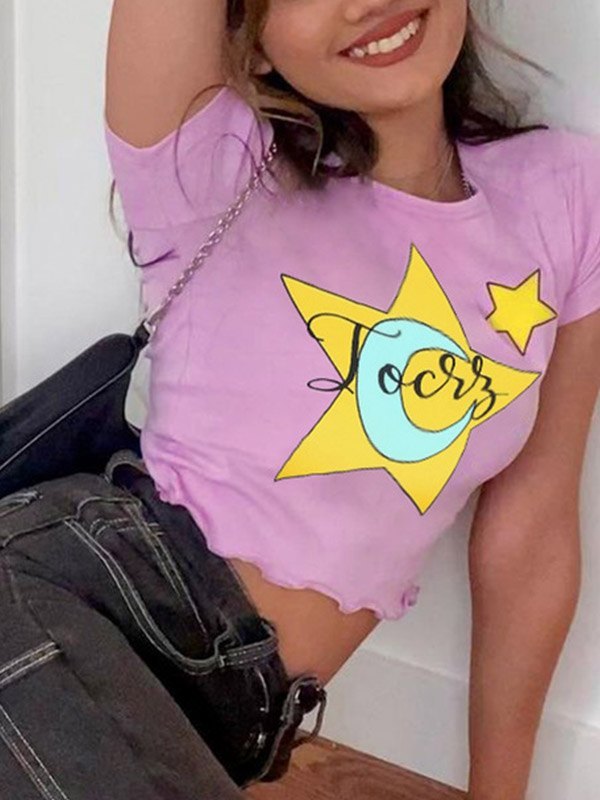 EMMIOL Star Moon Graphic Crop Top