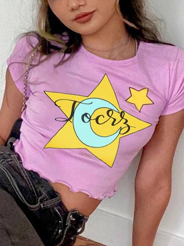 EMMIOL Star Moon Graphic Crop Top