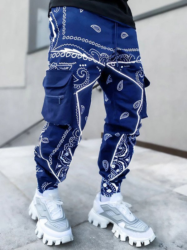 EMMIOL Pantaloni da uomo affusolati con stampa Paisley