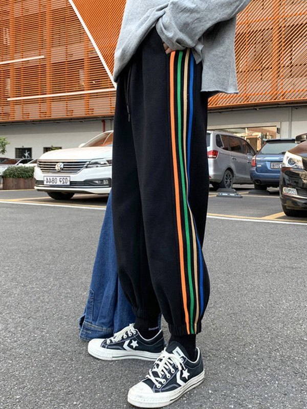 EMMIOL Pantaloni jogger a righe arcobaleno da uomo