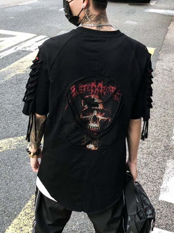 EMMIOL Camiseta rasgada de manga corta para hombre