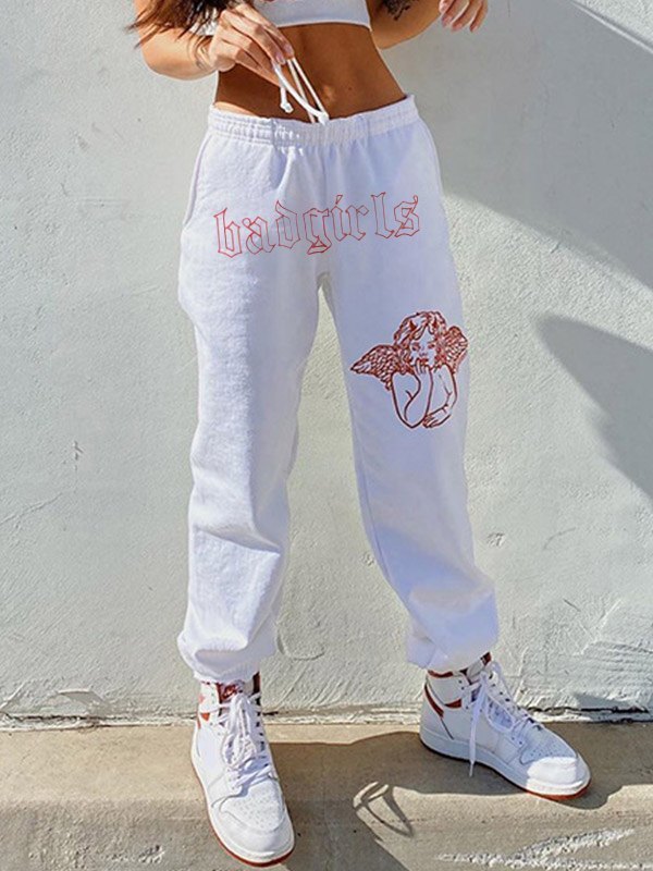 EMMIOL Pantalones Deportivos con Impresión de ángel