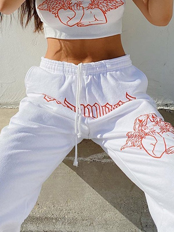 EMMIOL Pantalones Deportivos con Impresión de ángel