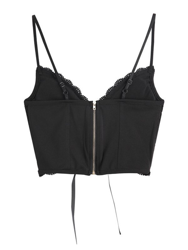 EMMIOL Bustier de encaje con lazo delantero