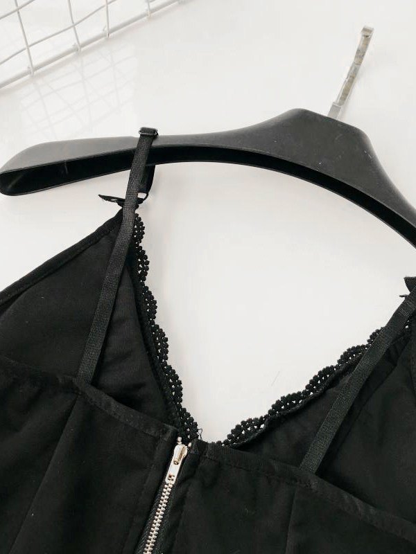 EMMIOL Bustier de encaje con lazo delantero