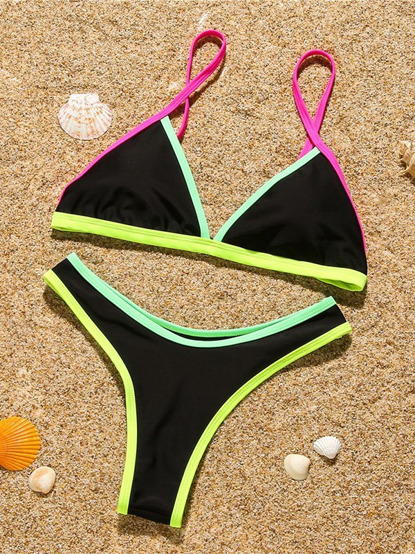 EMMIOL Neon Trim Triangle Bikini Set