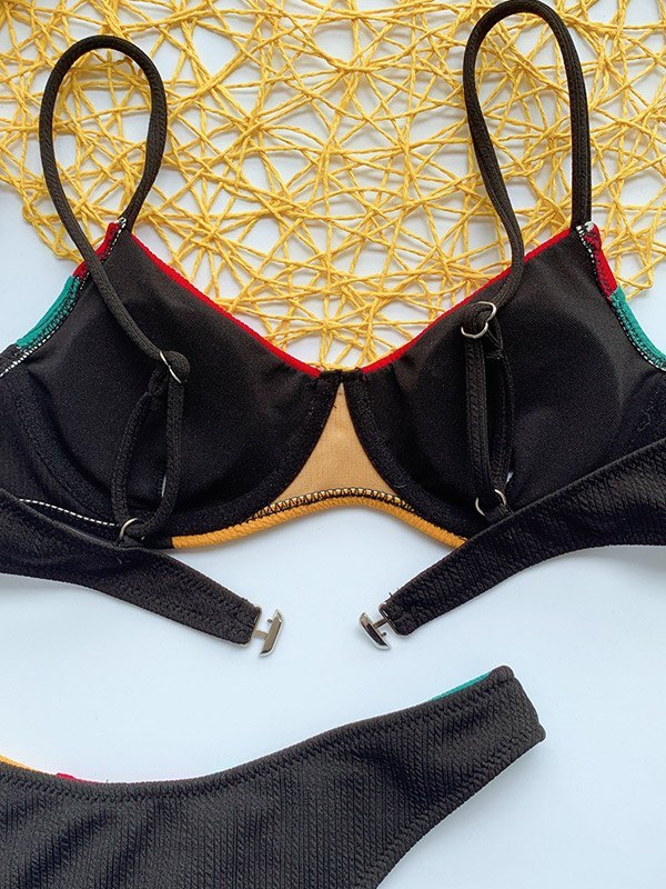 EMMIOL Farbblock-Bikini-Set