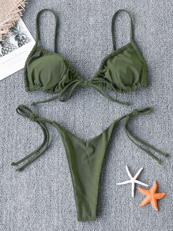 EMMIOL Lace Up Micro Bikini Set