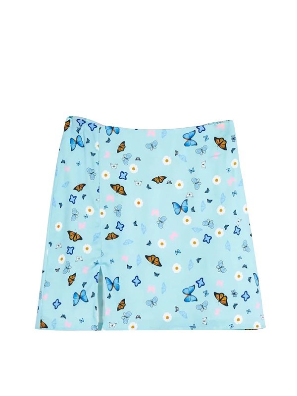 EMMIOL Minifalda dividida con estampado de mariposas