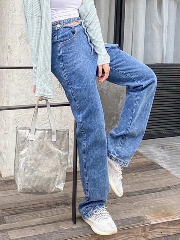 EMMIOL Side Ripped Washed Boyfriend Jeans