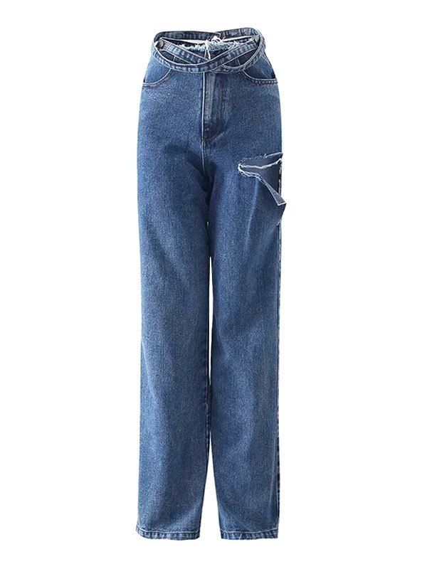 EMMIOL Side Ripped Washed Boyfriend Jeans