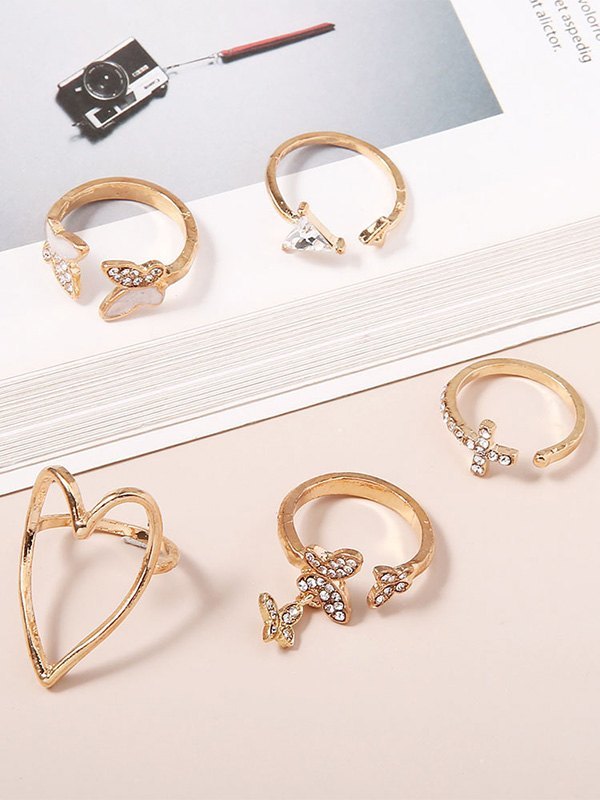 EMMIOL Juego de anillos decorativos de mariposa con diamantes de imitación