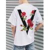 EMMIOL T-shirt da uomo oversize con stampa rosa sul retro a V