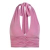 EMMIOL Camiseta sin mangas corta con pliegues y cuello halter