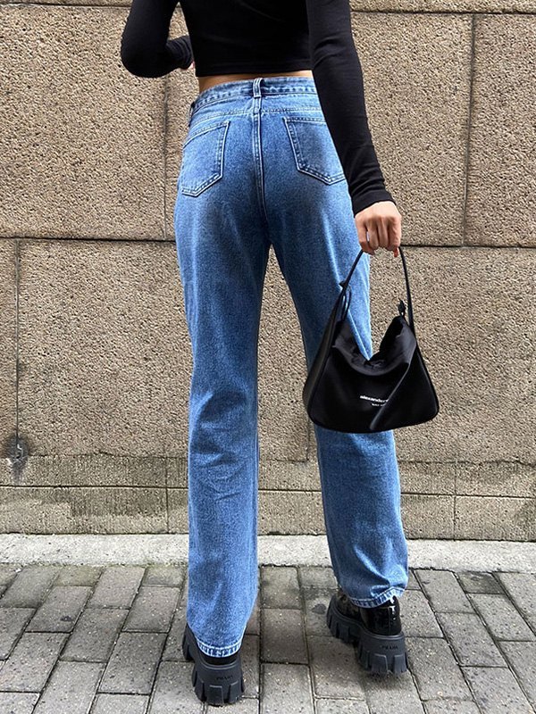EMMIOL Jeans Mom con estampado de mariposas