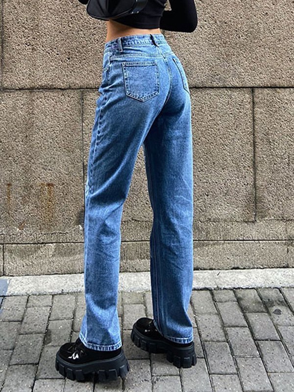 EMMIOL Jeans Mom con estampado de mariposas