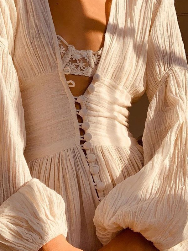 EMMIOL Vestido largo con abertura de manga larga