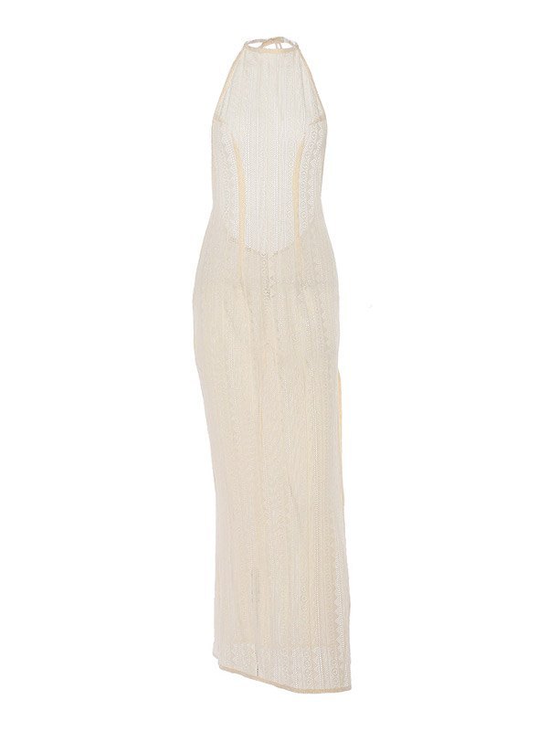 EMMIOL See-through Halter Maxi Dress