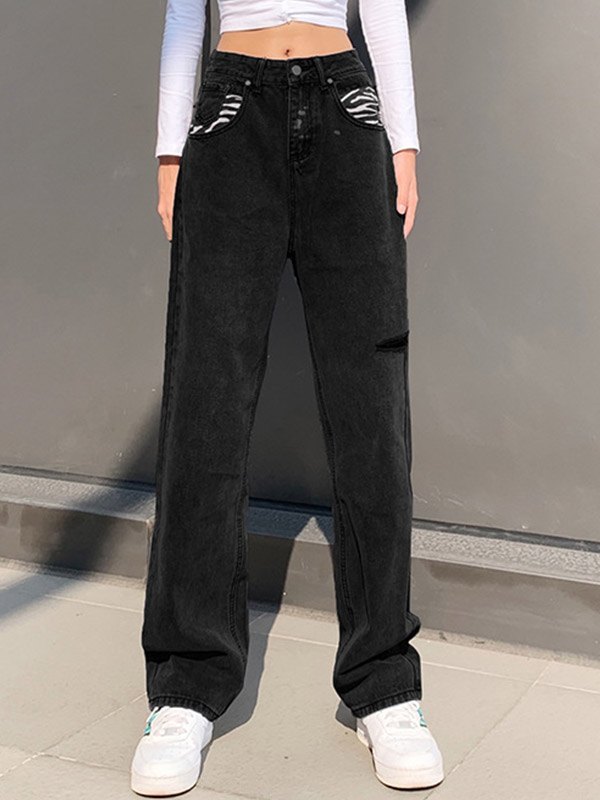 EMMIOL High Waist Ripped Boyfriend Jeans