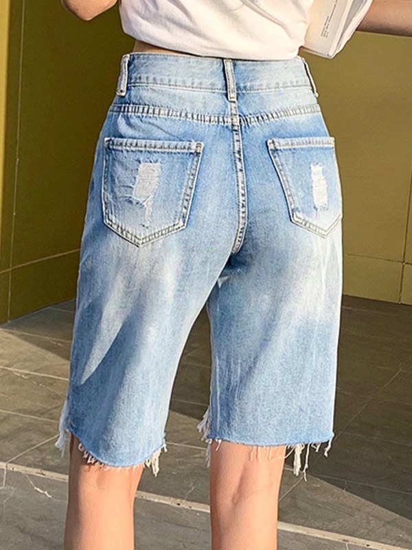 EMMIOL Bermuda Ripped Denim Shorts