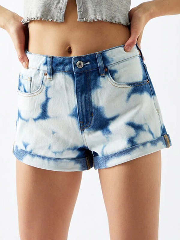 EMMIOL Pantaloncini da mamma in denim tie-dye