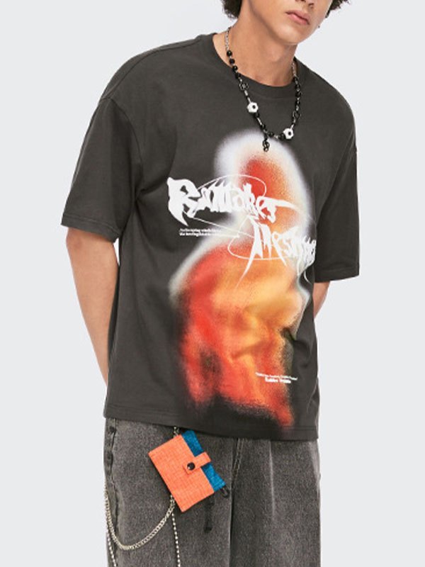 EMMIOL Camiseta con estampado abstracto para hombre
