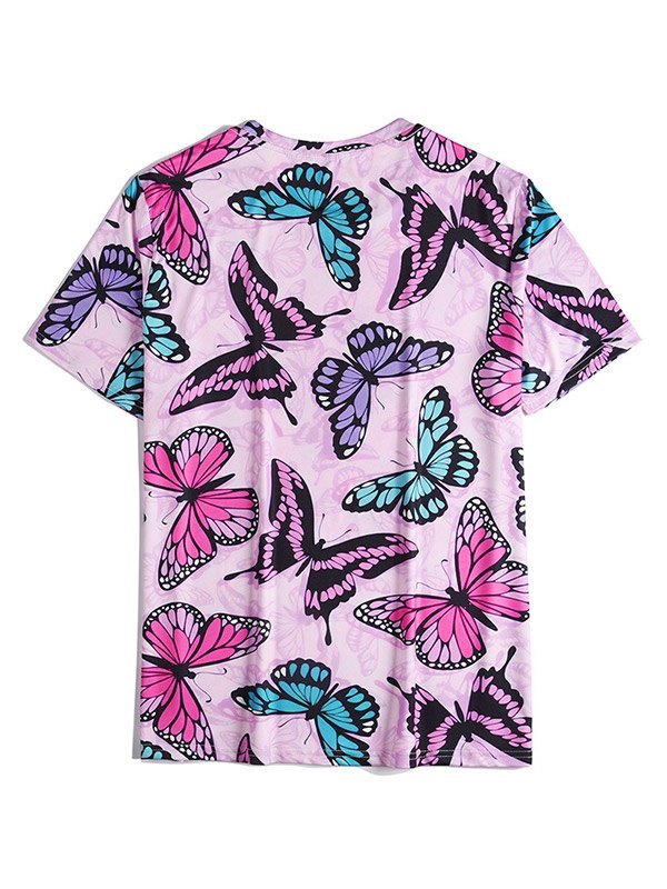 EMMIOL Camiseta con estampado de mariposas para hombre