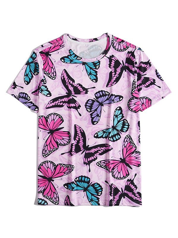 EMMIOL Camiseta con estampado de mariposas para hombre