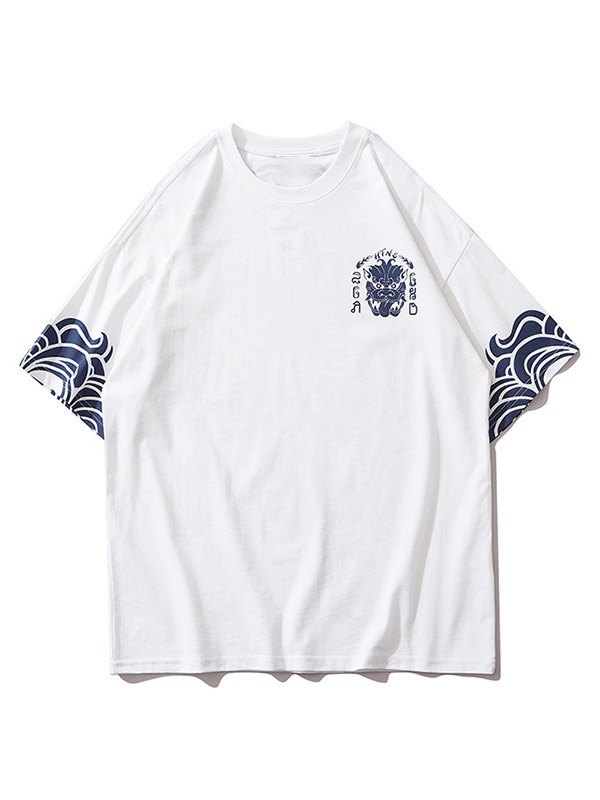 EMMIOL Camiseta con estampado de león étnico para hombre