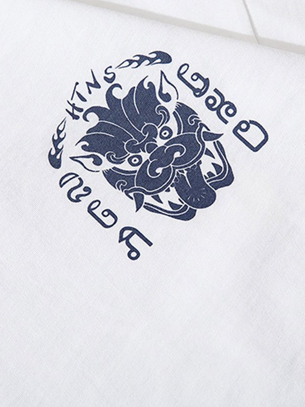 EMMIOL Camiseta con estampado de león étnico para hombre