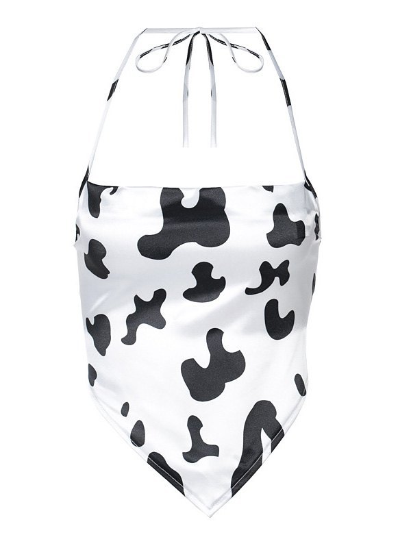 EMMIOL Cow Print Halter Bandeau Top