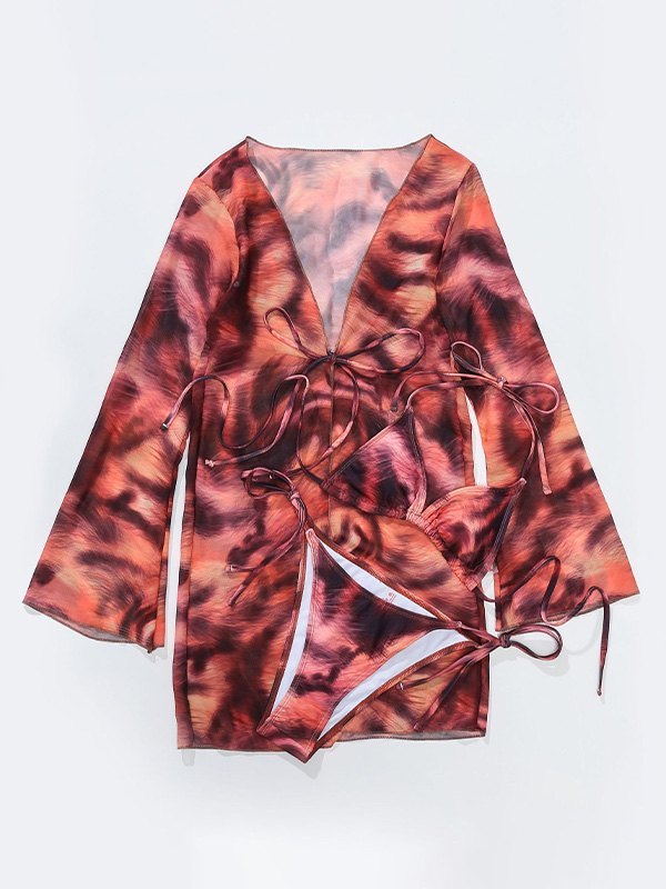 EMMIOL Tie Dye Three-piece Swimsuit