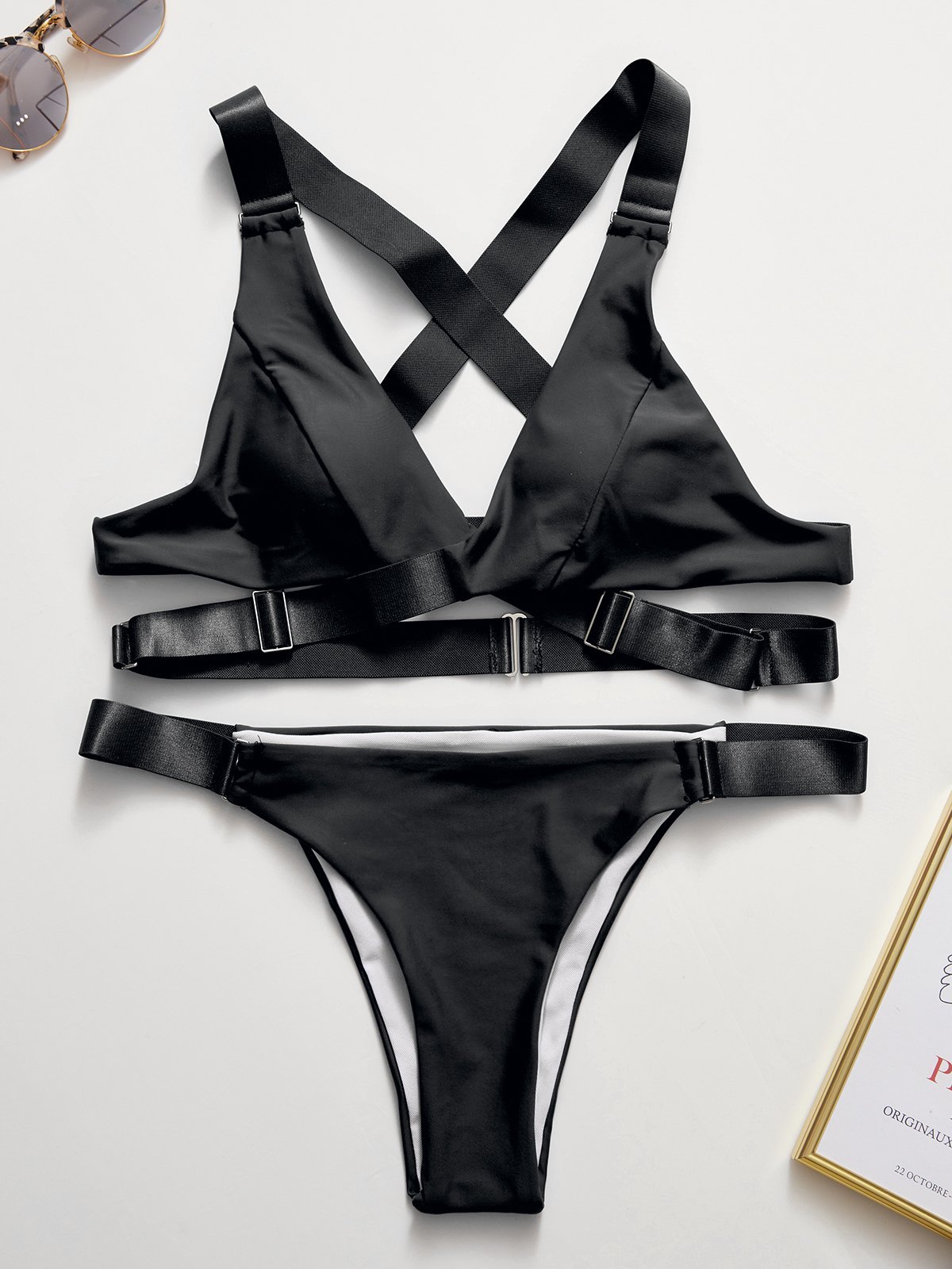 EMMIOL Conjunto de bikini con tiras cruzadas