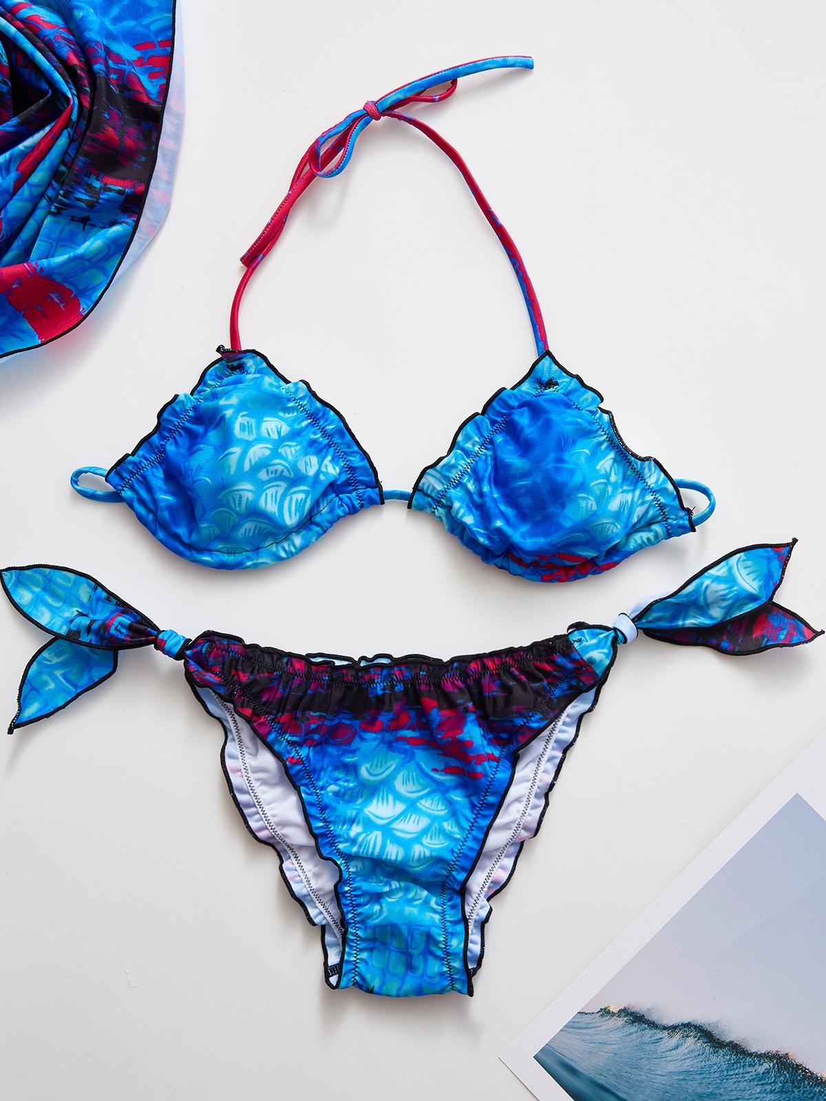 EMMIOL Underwater Mermaid Halter Three-piece Swimsuits