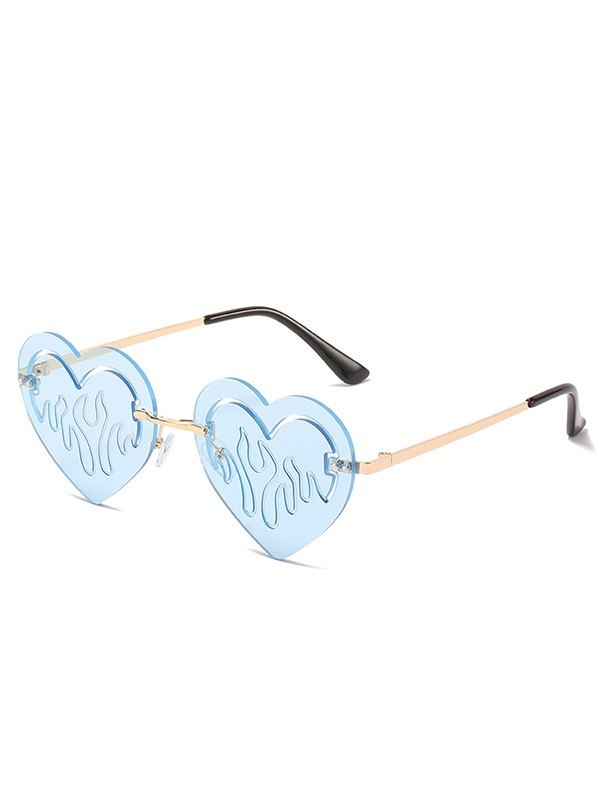 2022 Occhiali da sole senza montatura a fiamma di cuore Blu ONE SIZE In  Sunglasses \u0026 Glasses Chains Online Store. Best For Sale | Emmiol.com