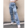 EMMIOL Washed Butterfly Print Boyfriend Jeans