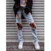 EMMIOL Washed Straight Ripped Jeans