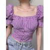 EMMIOL Blusa corta de cuadros vichy vintage